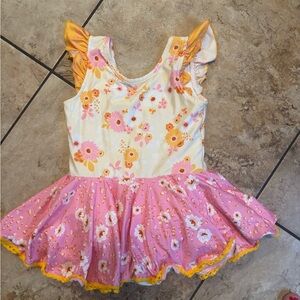 cheeky plum Pink and Yellow Floral Dance Tutu Dress